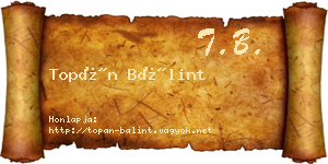Topán Bálint névjegykártya